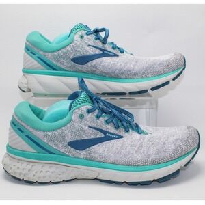 Brooks Ghost 11 Womens Running Shoes Grey Aqua Teal 1202771B118 Size 10.5 B